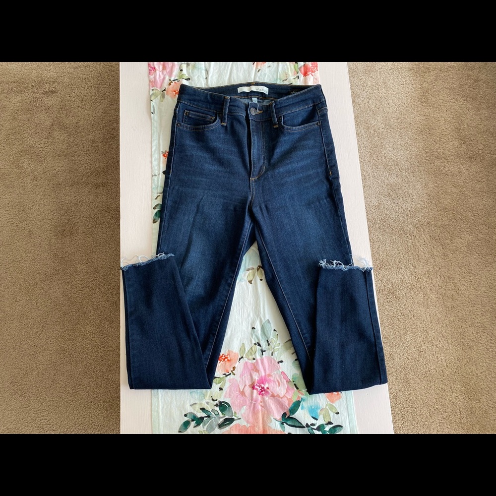 Ella Moss High Rise dark wash raw hem jeans